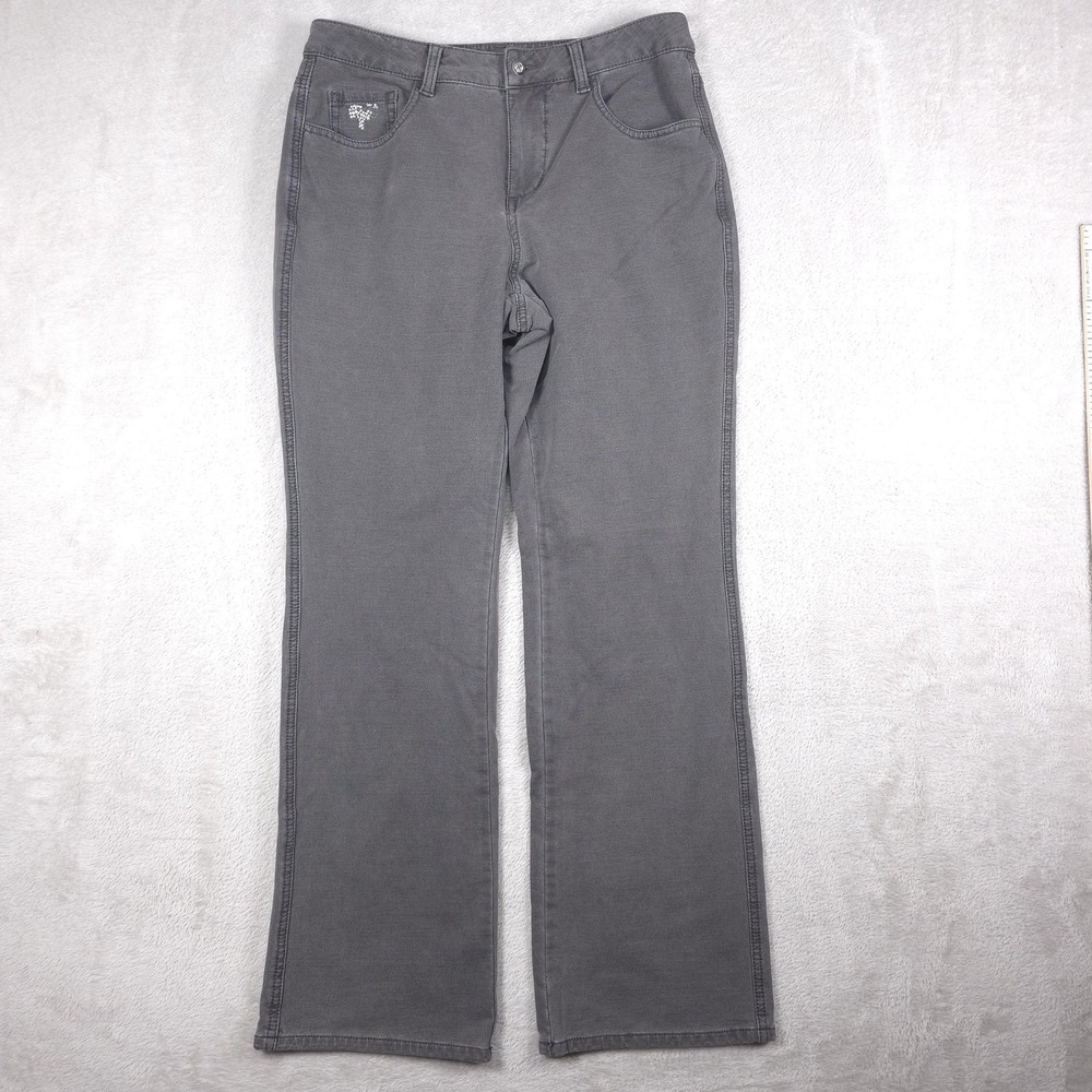Quacker Factory DreamJeannes Jeans Womens 6 Gray Mid Rise Bootcut‎ Stretch Denim